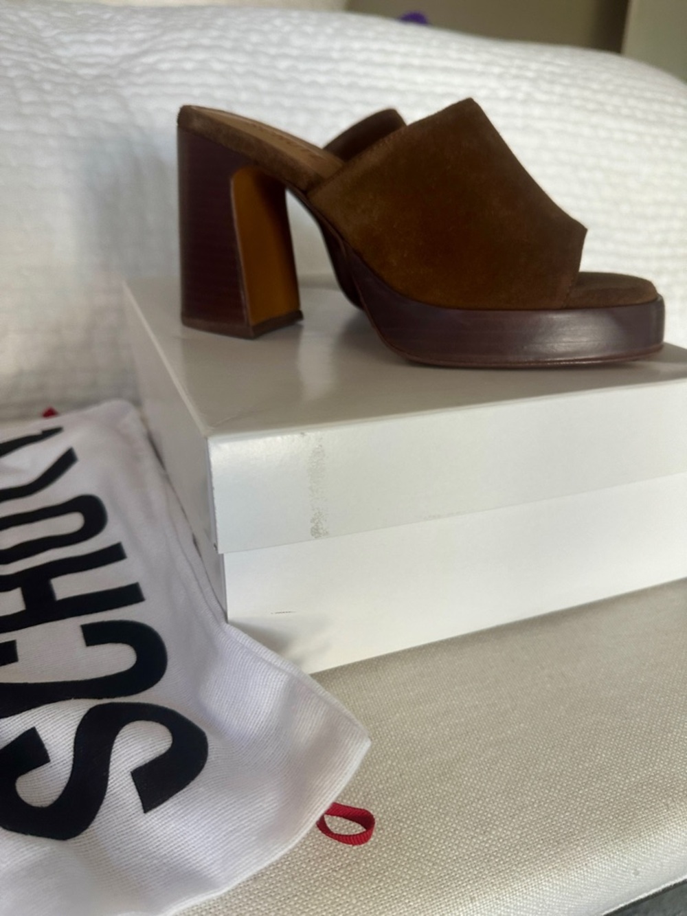 SCHUTZ Brown Suede Platform Mule Heels